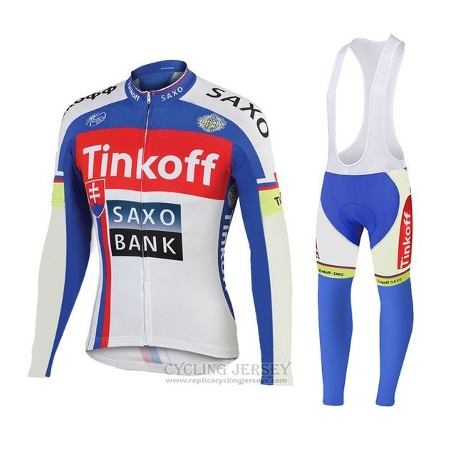 2018 Cycling Jersey Tinkoff Saxo Bank Red Blue Long Sleeve and Bib Tight